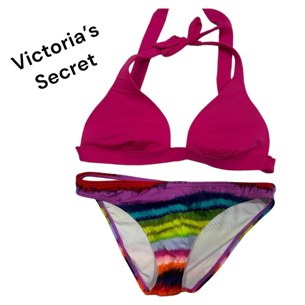 Victorias Secret Multicolor & Pink Bikini Bathing Suit 2 piece separates M/L